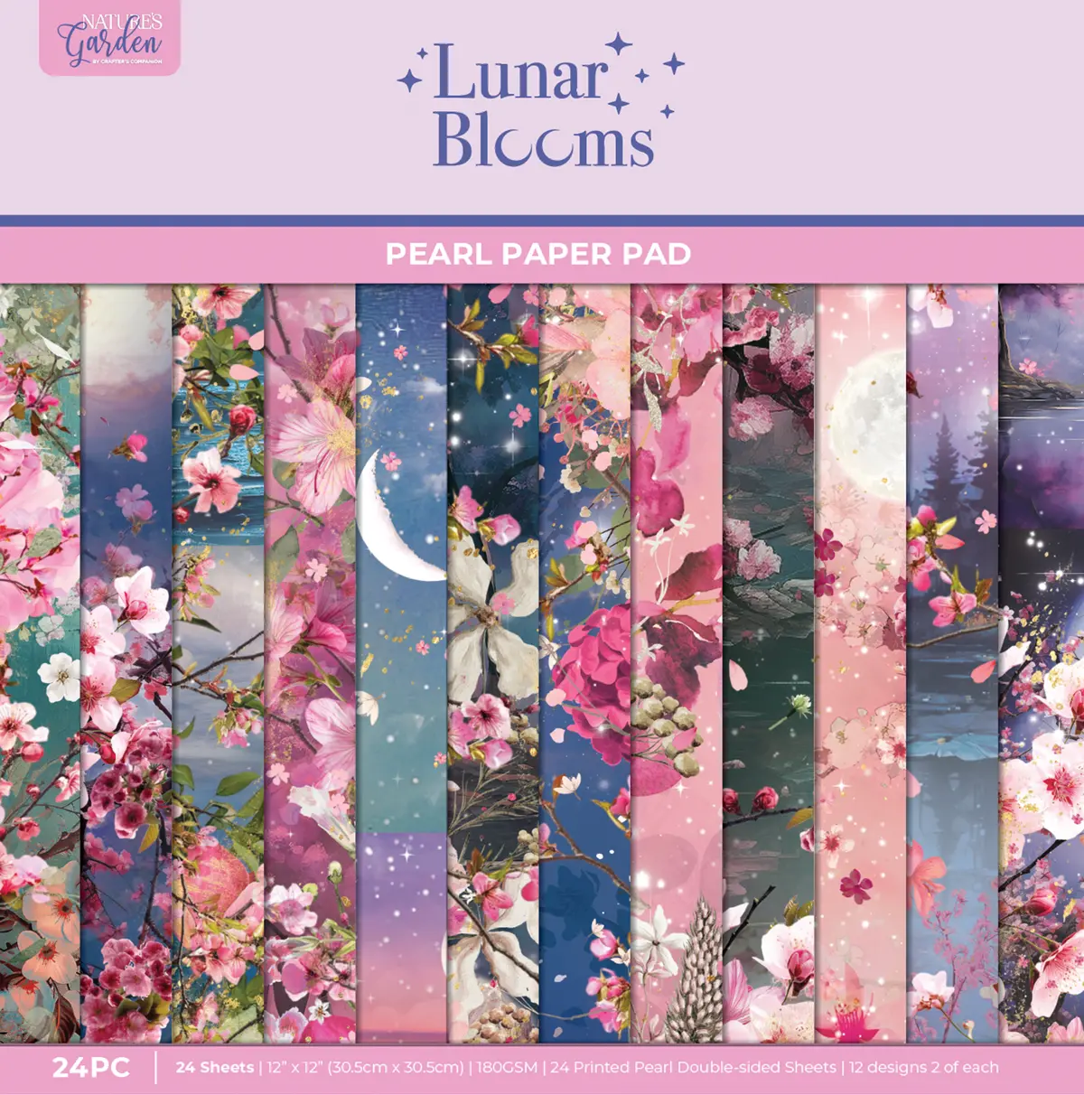 Natures Garden Lunar Blooms - 12”X12” Paper Pad 1