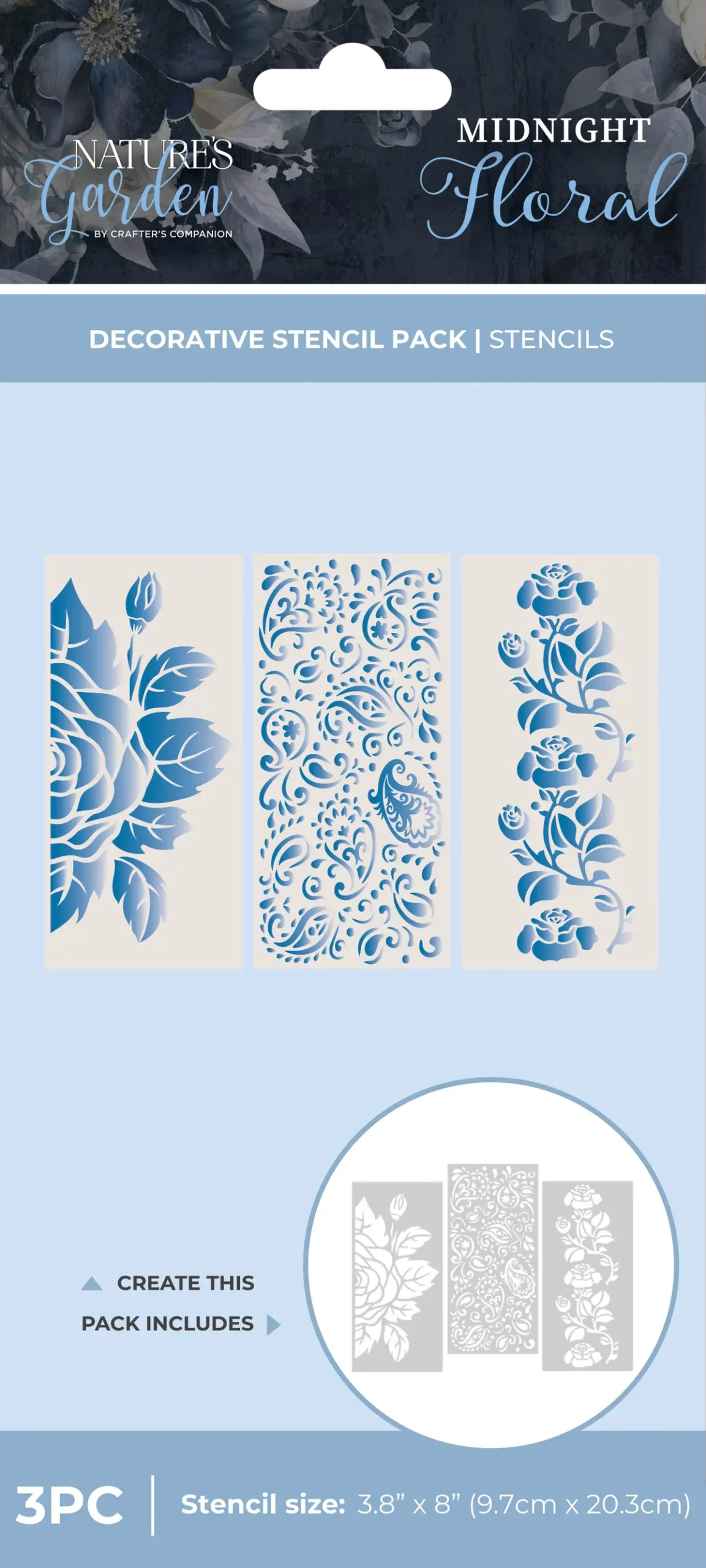 Nature's Garden - Midnight Floral Stencils - Decorative Stencil Pack 1