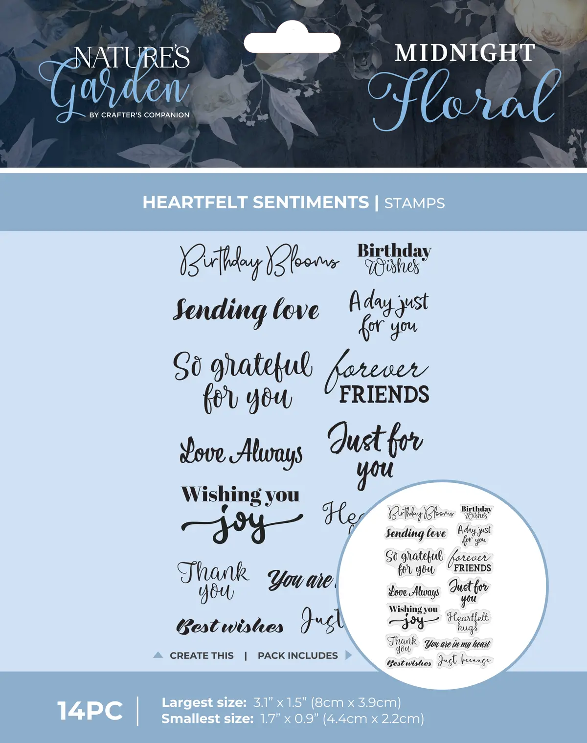 Nature's Garden - Midnight Floral Photopolymer Stamp - Heartfelt Sentiments 1