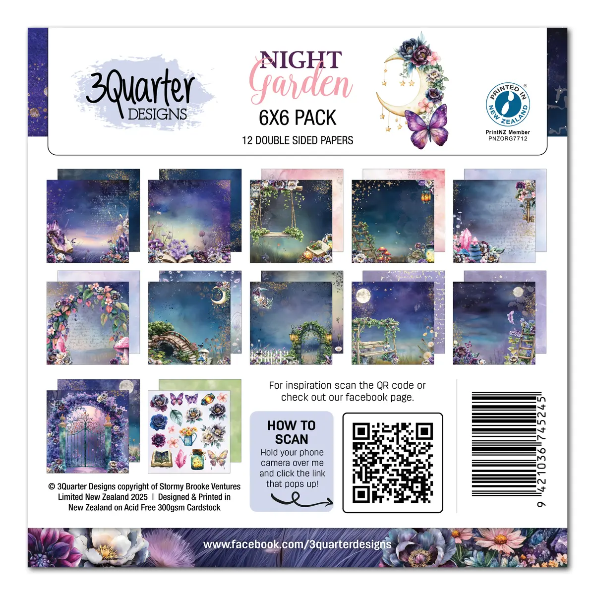 3Quarter Designs Night Garden 6X6 Paper Pack 1