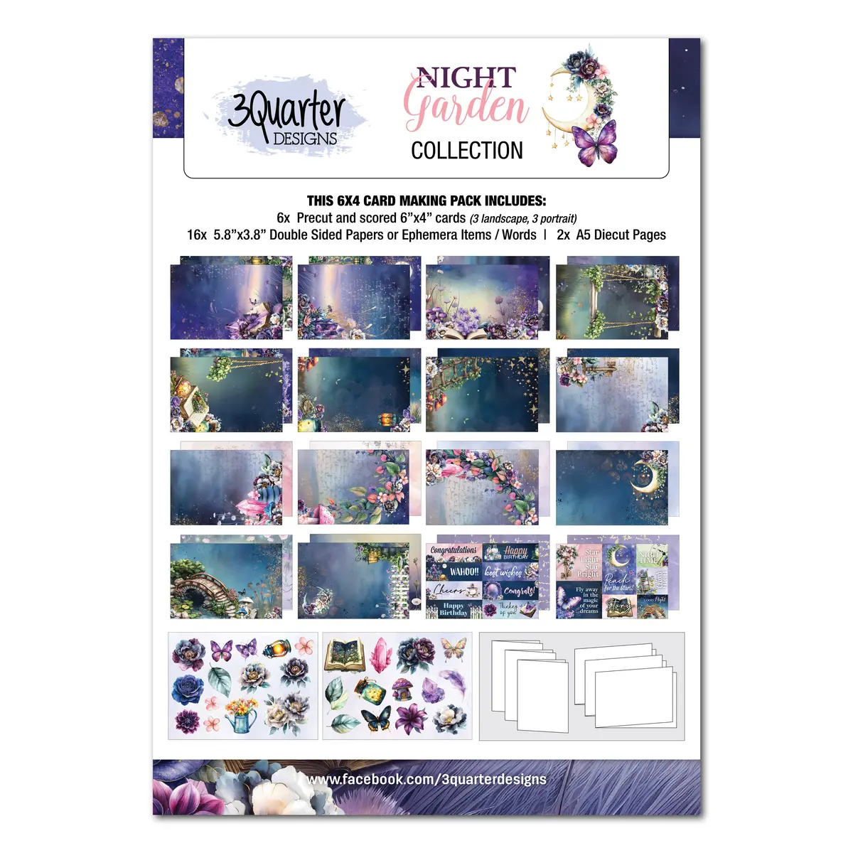 3Quarter Designs Night Garden 6X4 Card Pack 1