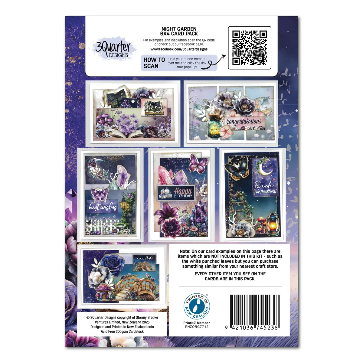 3Quarter Designs Night Garden 6X4 Card Pack 2