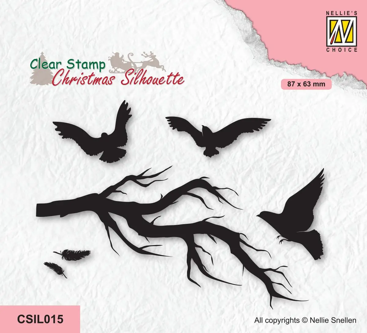 Nellie's Choice Clear Stamp Christmas Silhouette - Branch With Birds 1