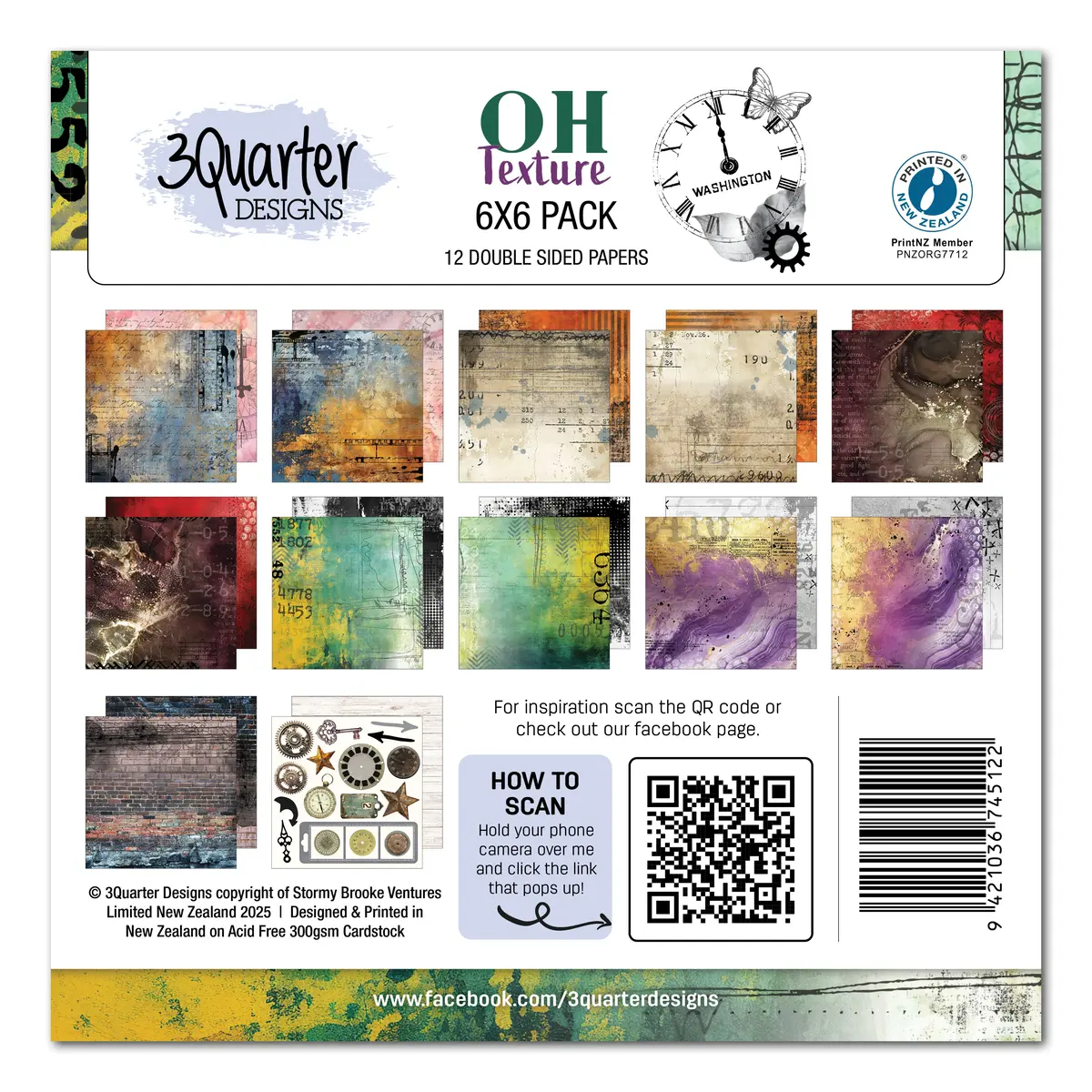 3Quarter Designs Oh Texture 6X6 Paper Pack 1