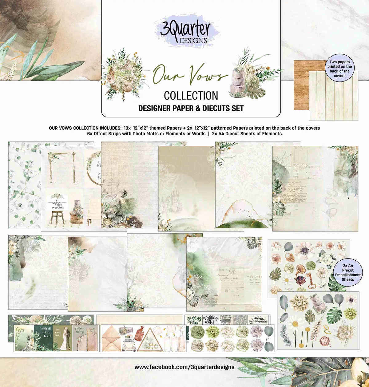 3Quarter Designs - 12" X12" Paper Pack - Our Vows 1