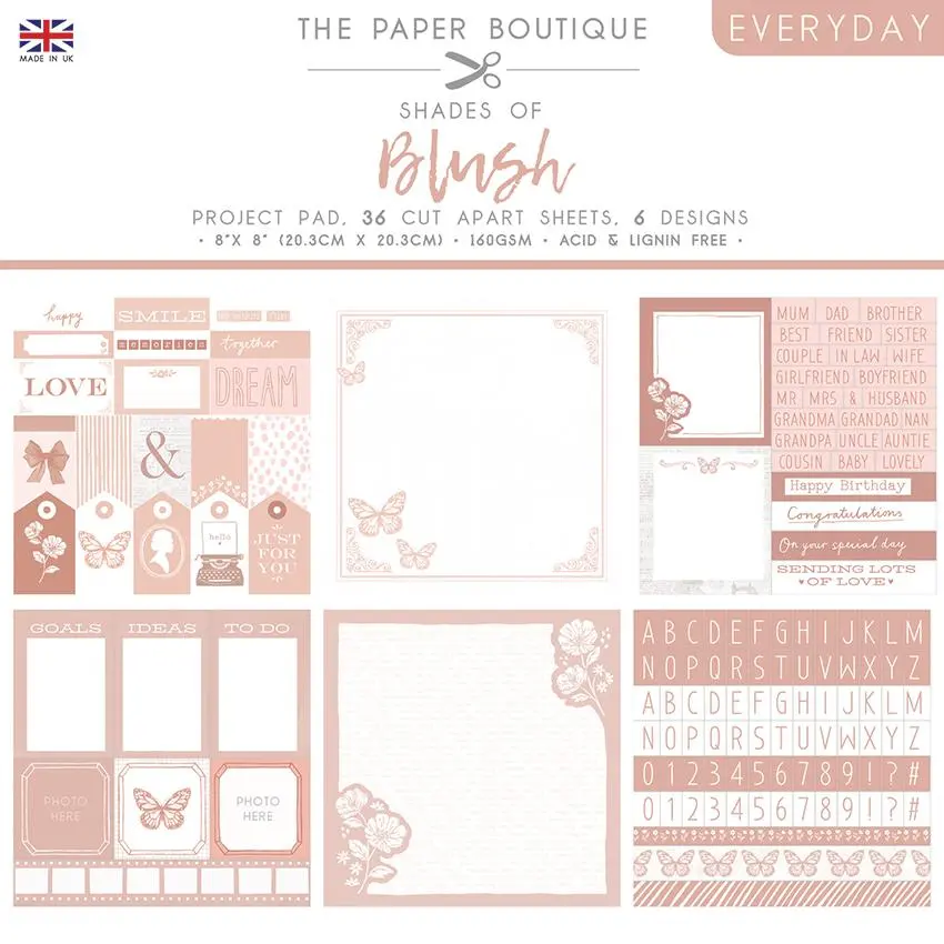 The Paper Boutique Everyday - Shades Of - Blush 8 In X 8 In Project Pad 1