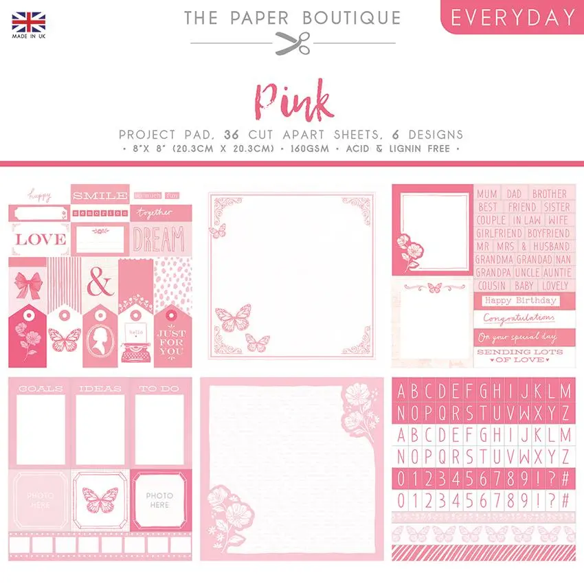 The Paper Boutique Everyday - Shades Of - Pink 8 In X 8 In Project Pad 1