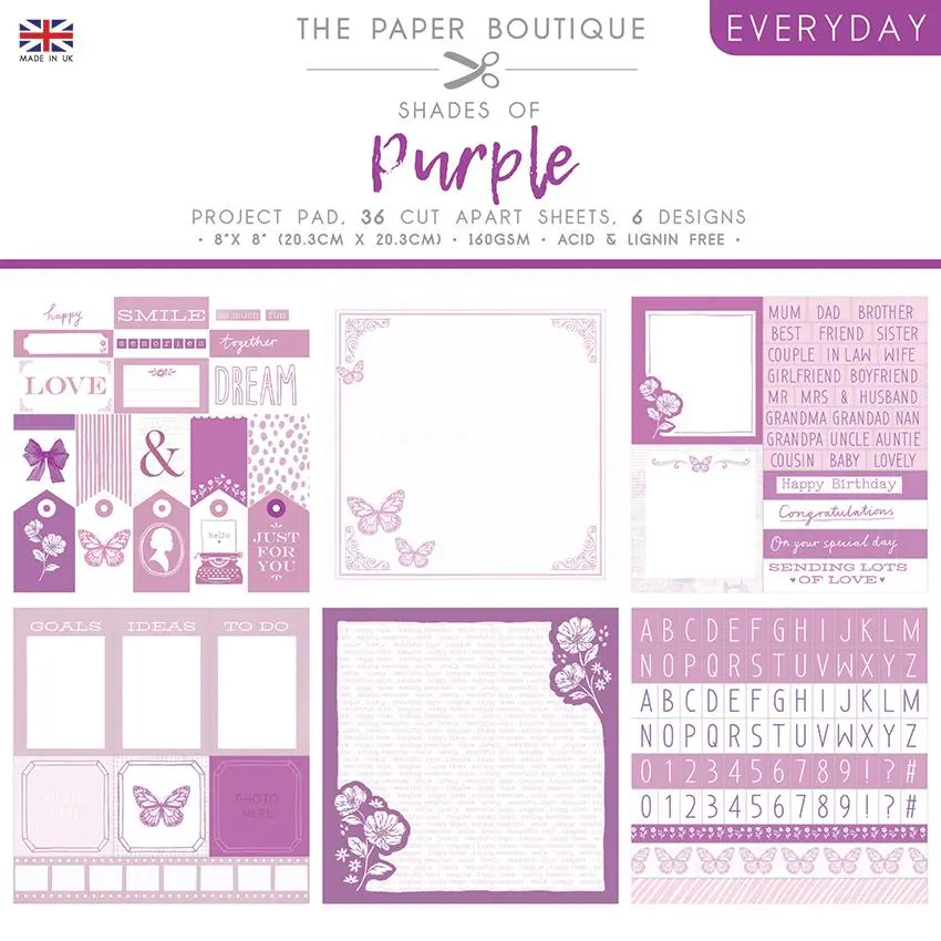 The Paper Boutique Everyday - Shades Of - Purple 8 In X 8 In Project Pad 1