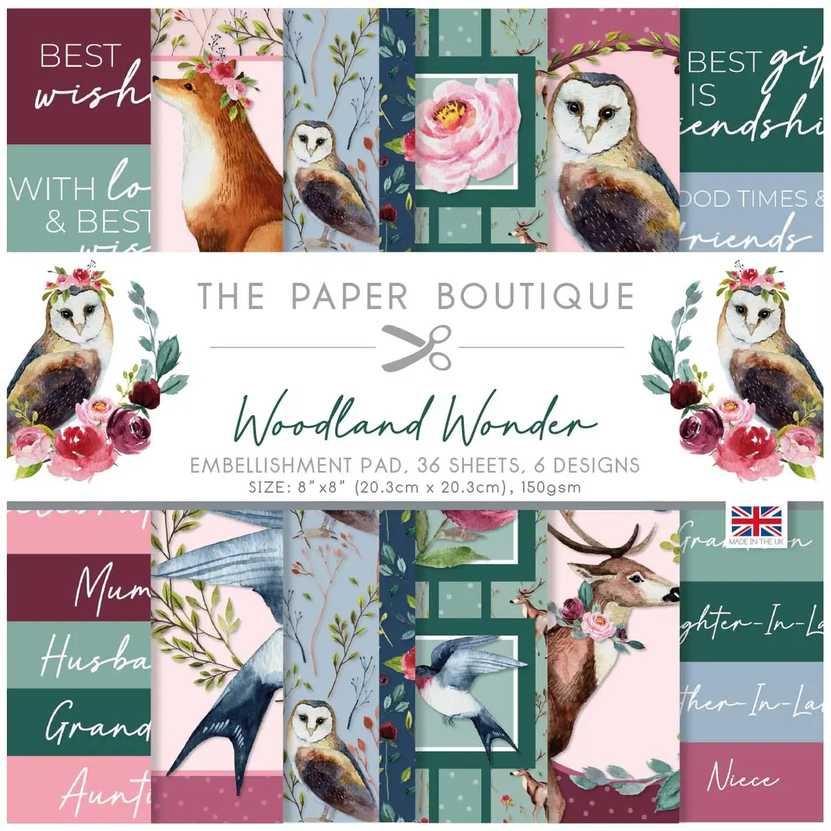 The Paper Boutique Woodland Wonder 8X8 Embellishments Pad 1