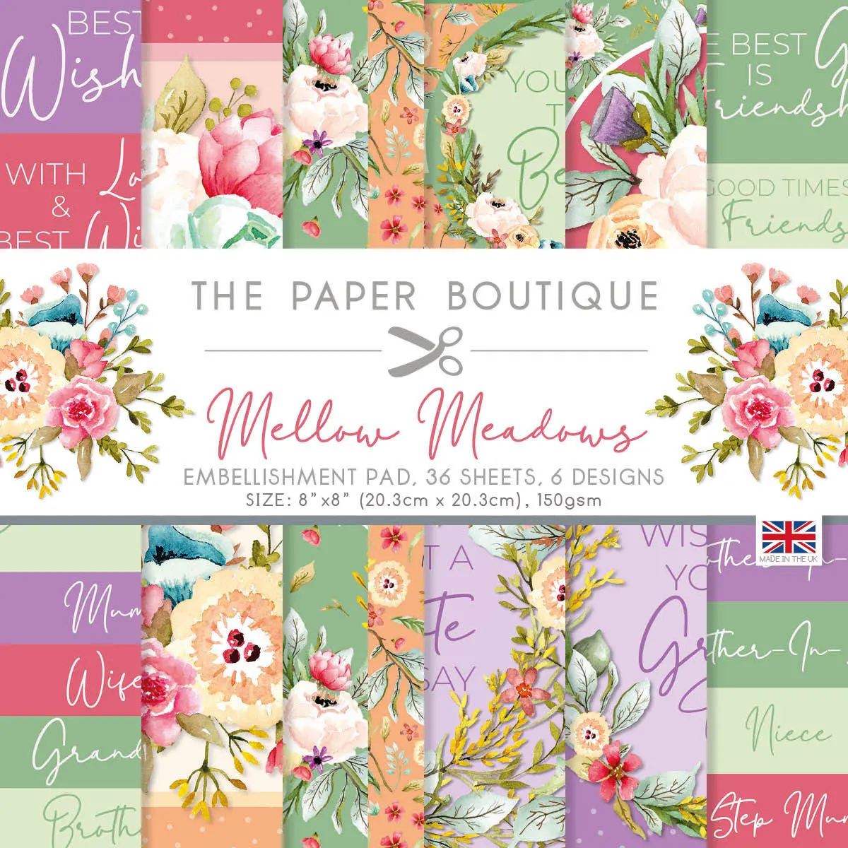 The Paper Boutique Mellow Meadows 8X8 Embellishments Pad 1