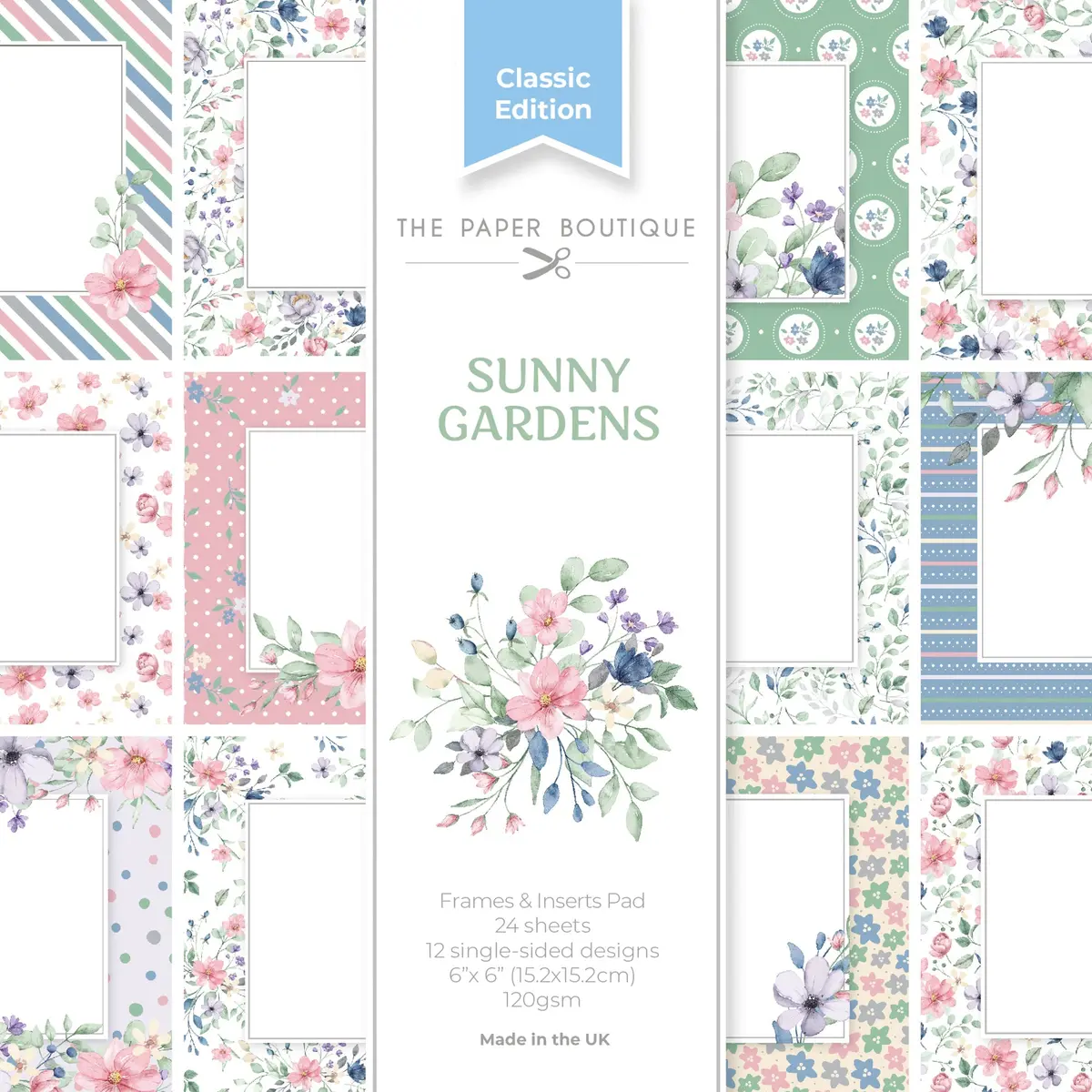 The Paper Boutique Sunny Gardens Frames & Insert Papers For 6 In X 6 In 1