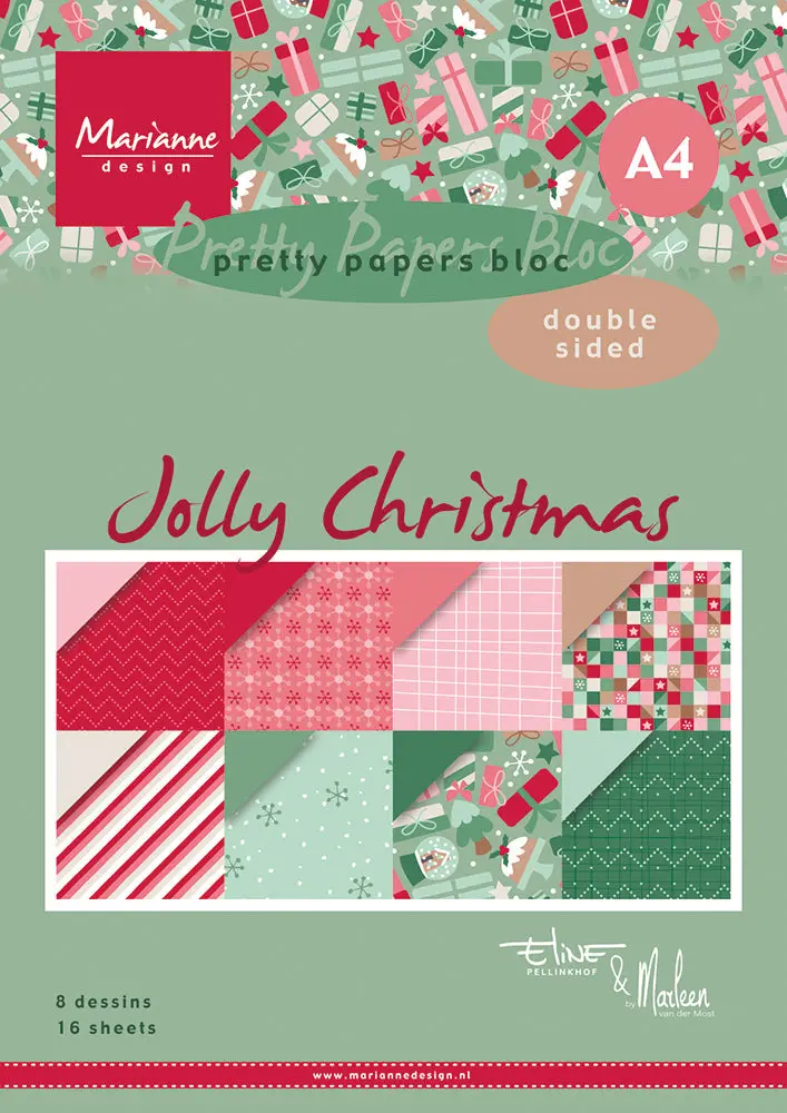 Marianne Design A4 Pretty Papers Bloc - Jolly Christmas 1