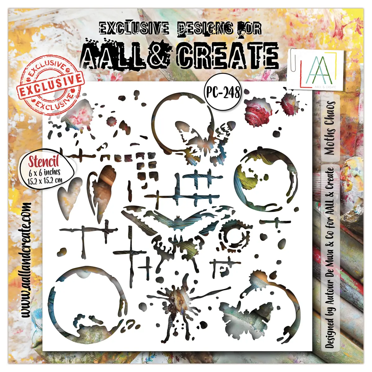 Aall And Create - 6"X6" Stencil - Moths Chaos 1