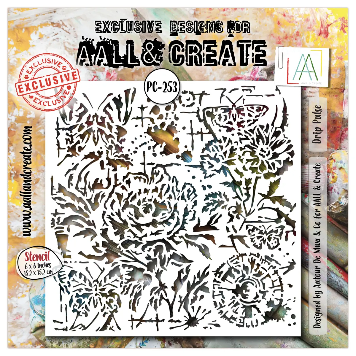Aall And Create - 6"X6" Stencil - Drip Pulse 1
