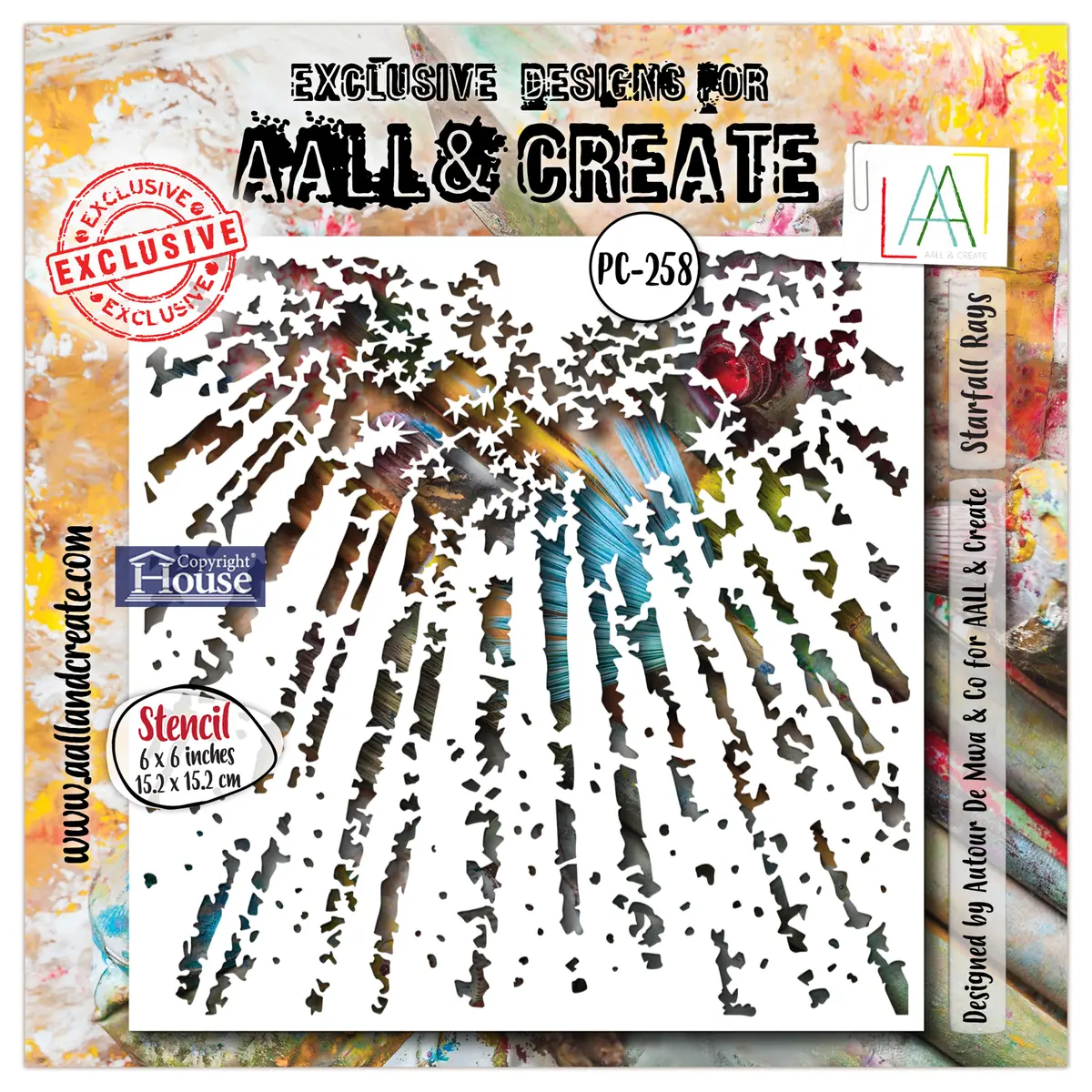 Aall And Create - 6"X6" Stencil - Starfall Rays 1