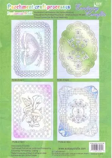 Ecstasy Crafts Parchment Patterns Preprinted - Flowers/Frames 1