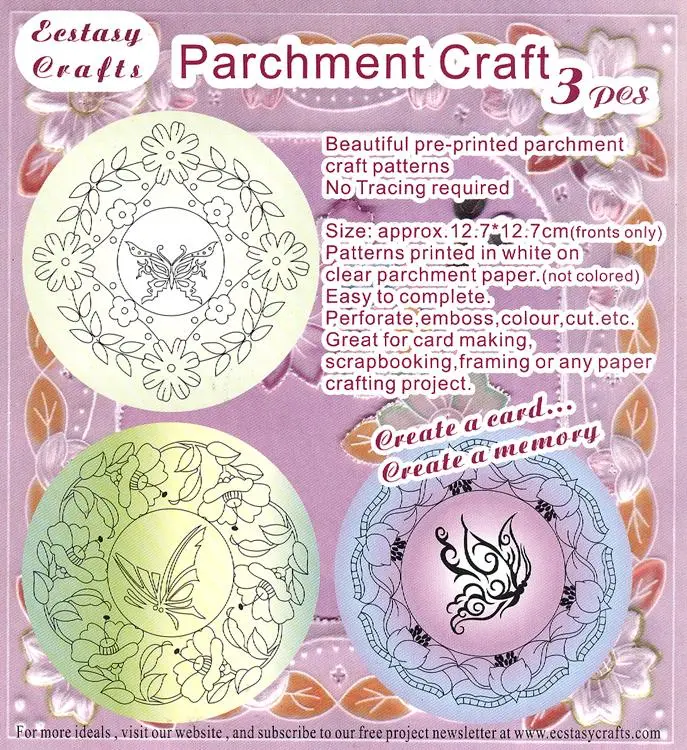 3 Parchment Patterns -Flowers & Butterflies 1