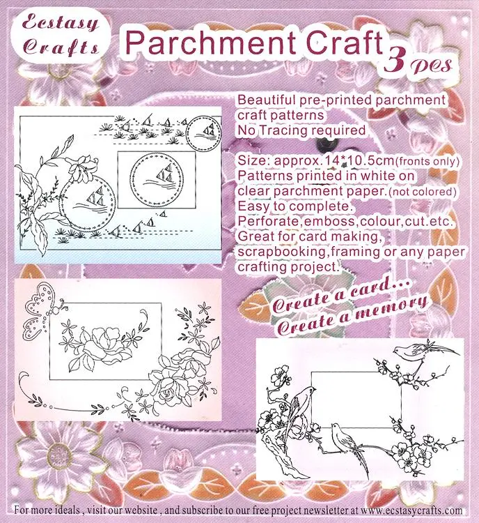 3 Parchment Patterns -Butterfly, Birds, Fish 1