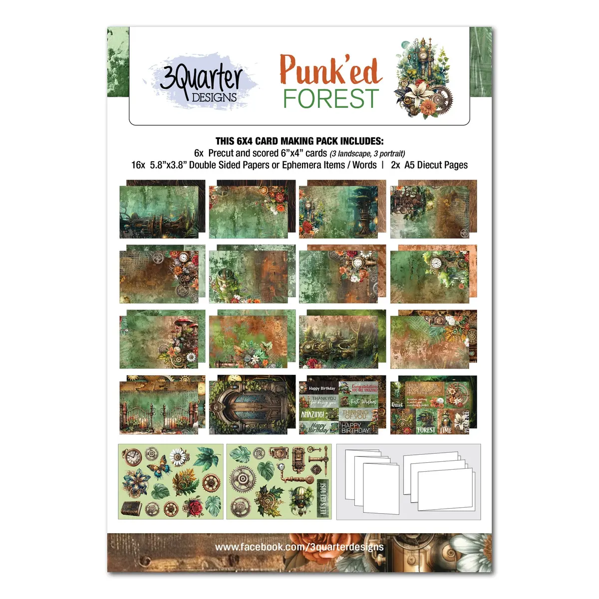 3Quarter Designs Punk'ed Forest 6X4 Card Pack 1