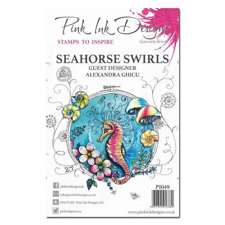 Pink Ink Designs Clear Stamp Seahorse Swirls 1