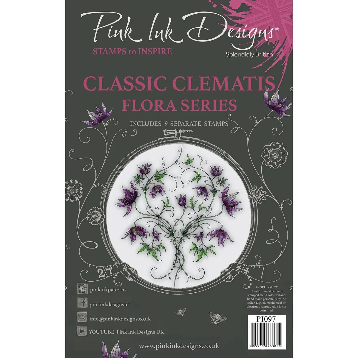 Pink Ink Designs Classic Clematis A5 Clear Stamp Set 1