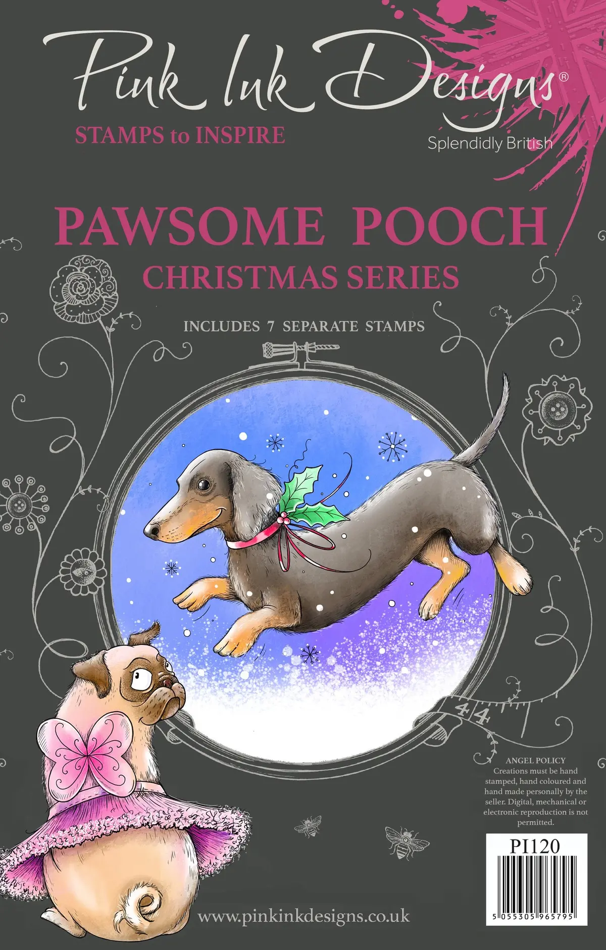 Pink Ink Designs Pawsome Pooch A5 Clear Stamp 1