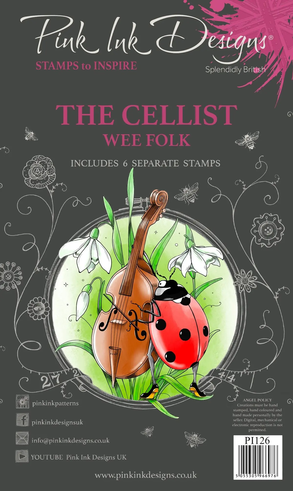Pink Ink Designs The Cellist A6 Clear Stamp Set 1