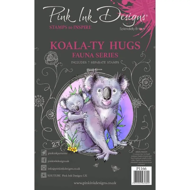Pink Ink Designs Koala-Ty Hugs 6 In X 8 In Clear Stamp Set 1