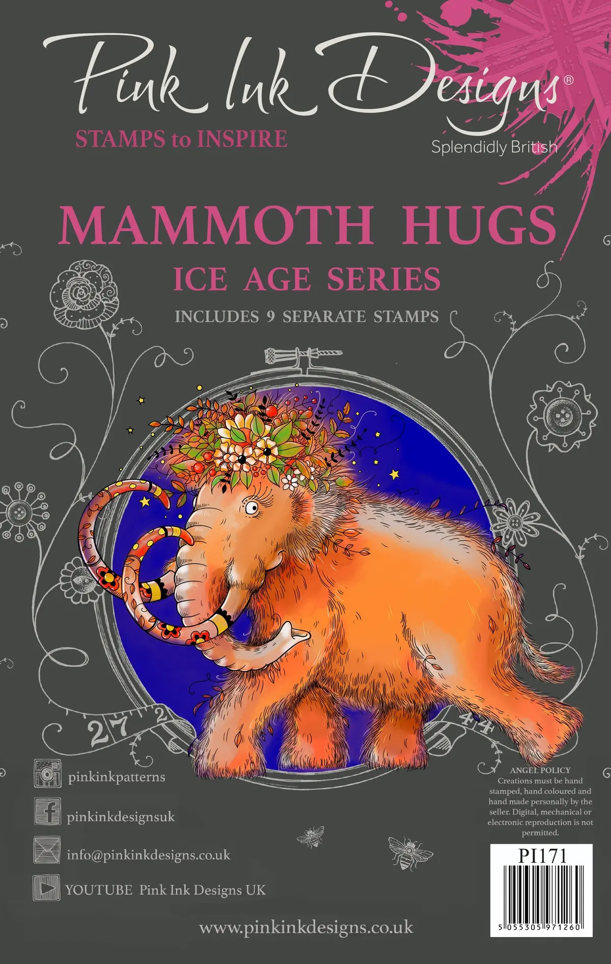 Pink Ink Designs Mammoth Hugs 6 In X 8 In Clear Stamp Set 1