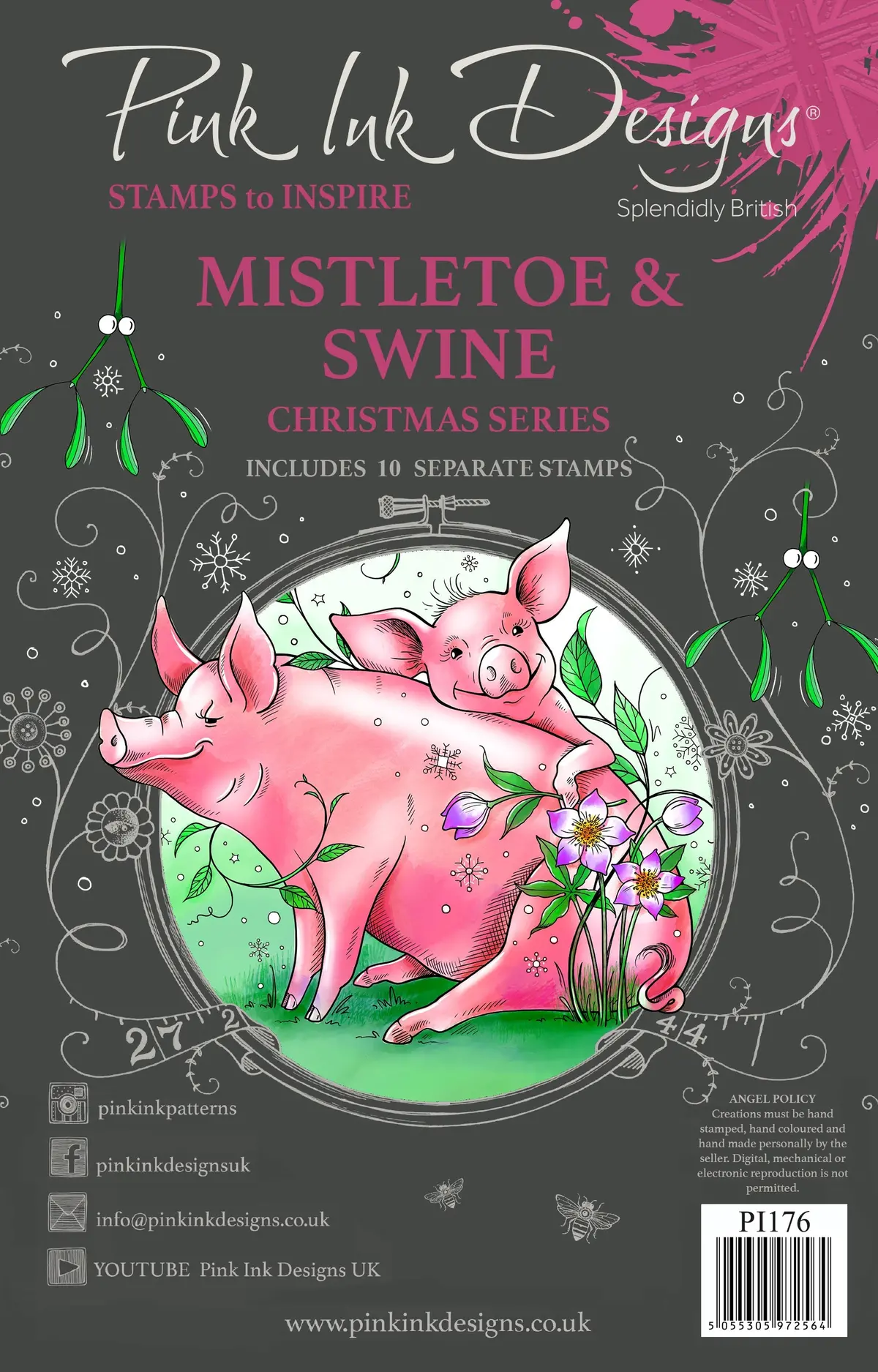 Pink Ink Designs Mistletoe & Swine 6 In X 8 In Clear Stamp Set 1