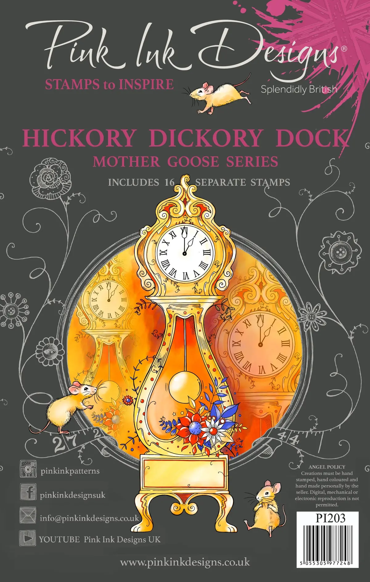 Pink Ink Designs Hickory Dickory Dock 6 In X 8 In Clear Stamp Set 1