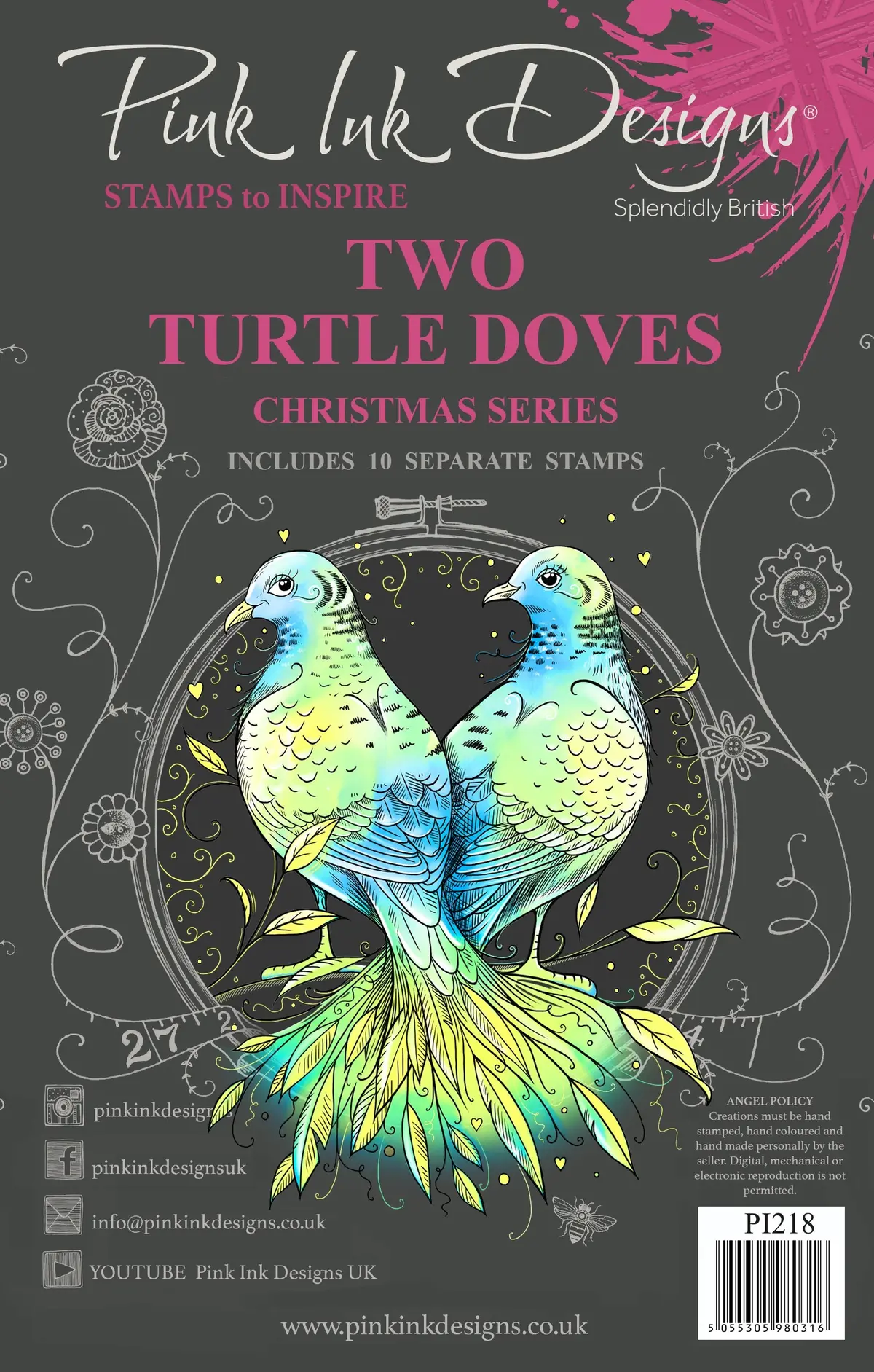 Pink Ink Designs Two Turtle Doves 6 In X 8 In Clear Stamp Set 1