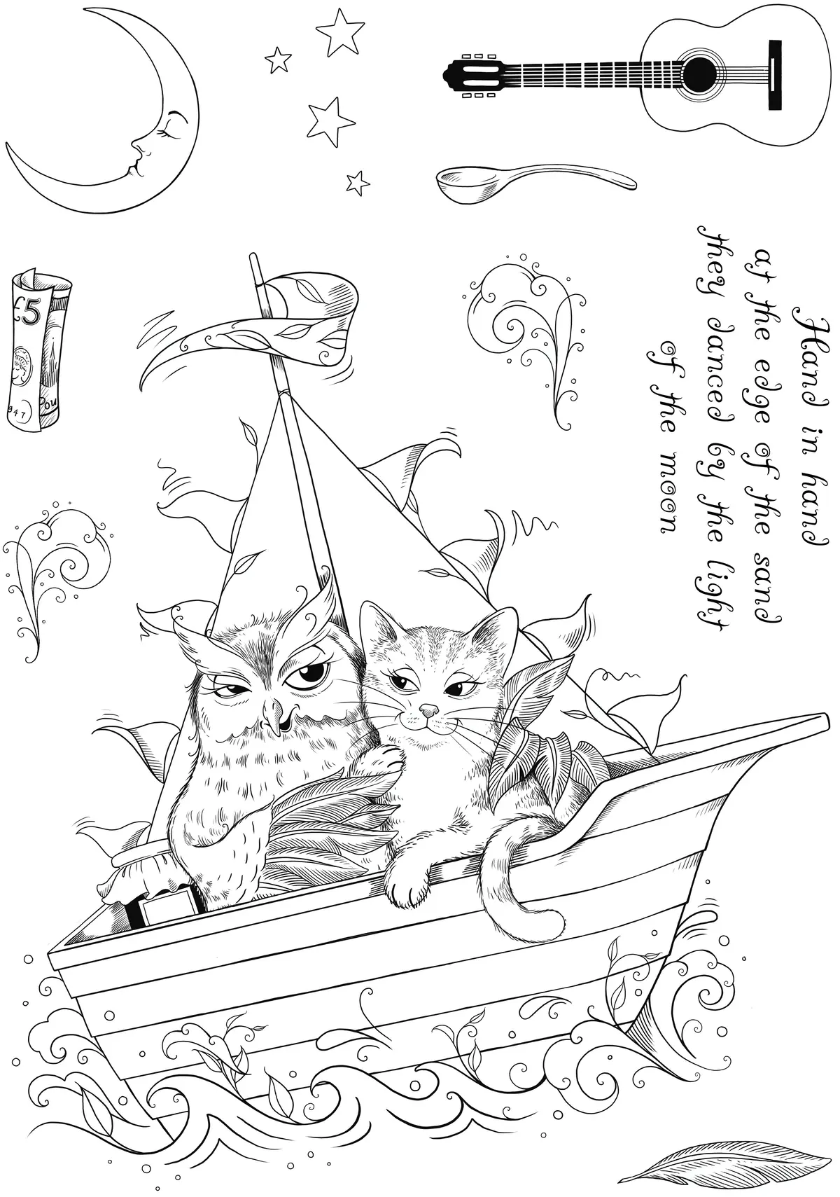 Pink Ink Designs The Owl & The Pussycat 6 In X 8 In Clear Stamp Set 2