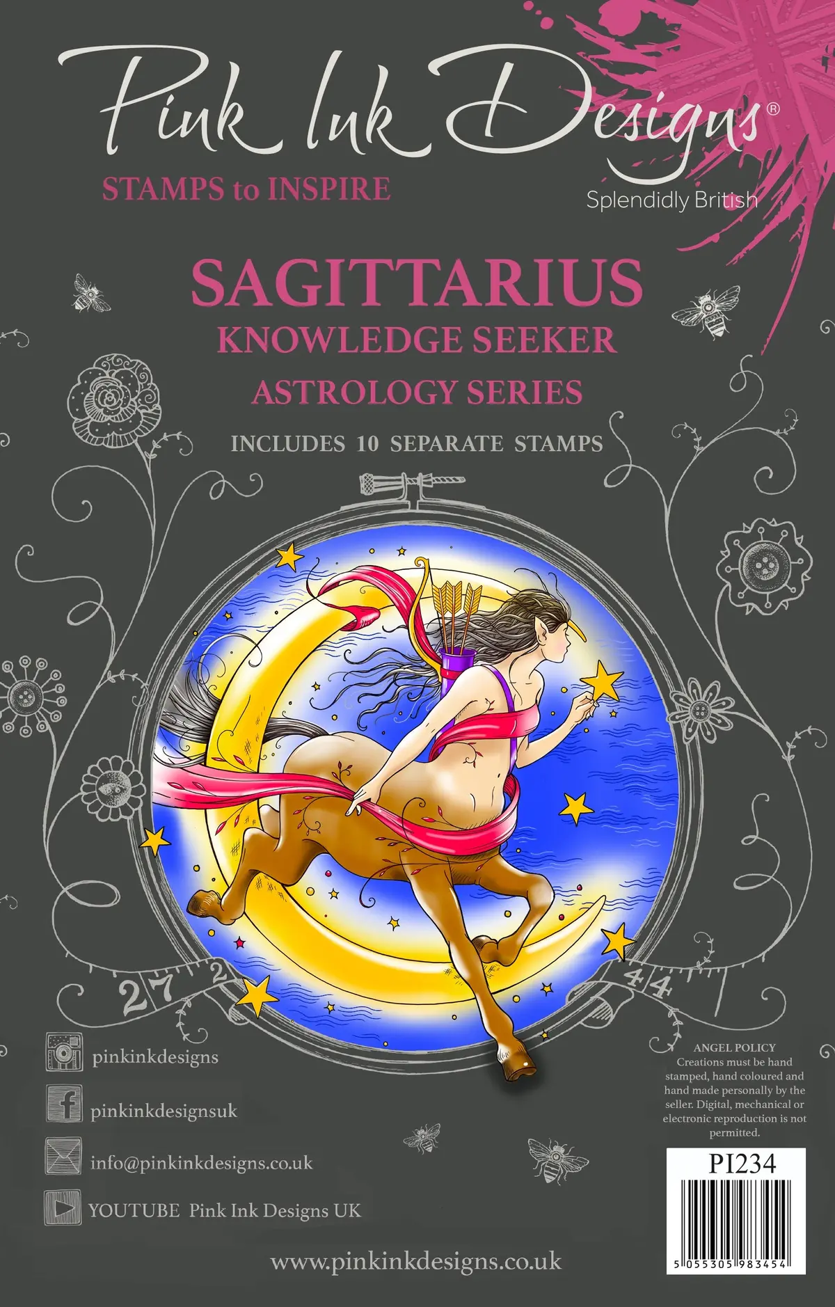 Pink Ink Designs Sagittarius 6 In X 8 In Clear Stamp Set 1
