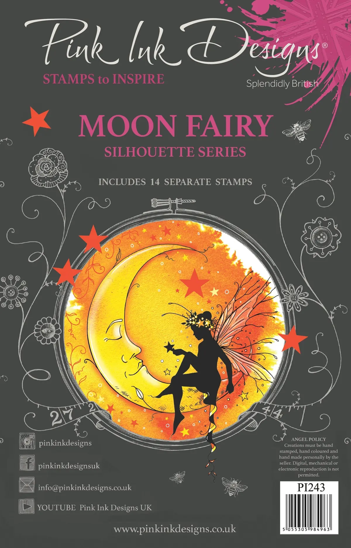 Pink Ink Designs Moon Fairy 6 In X 8 In Clear Stamp Set 1