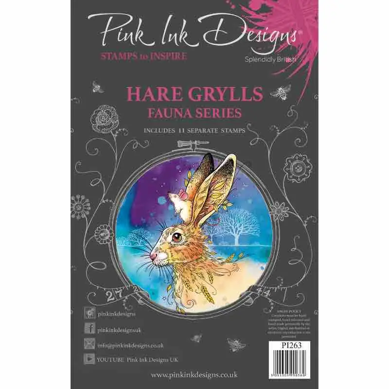 Pink Ink Designs Hare Grylls 6 In X 8 In Clear Stamp Set 1