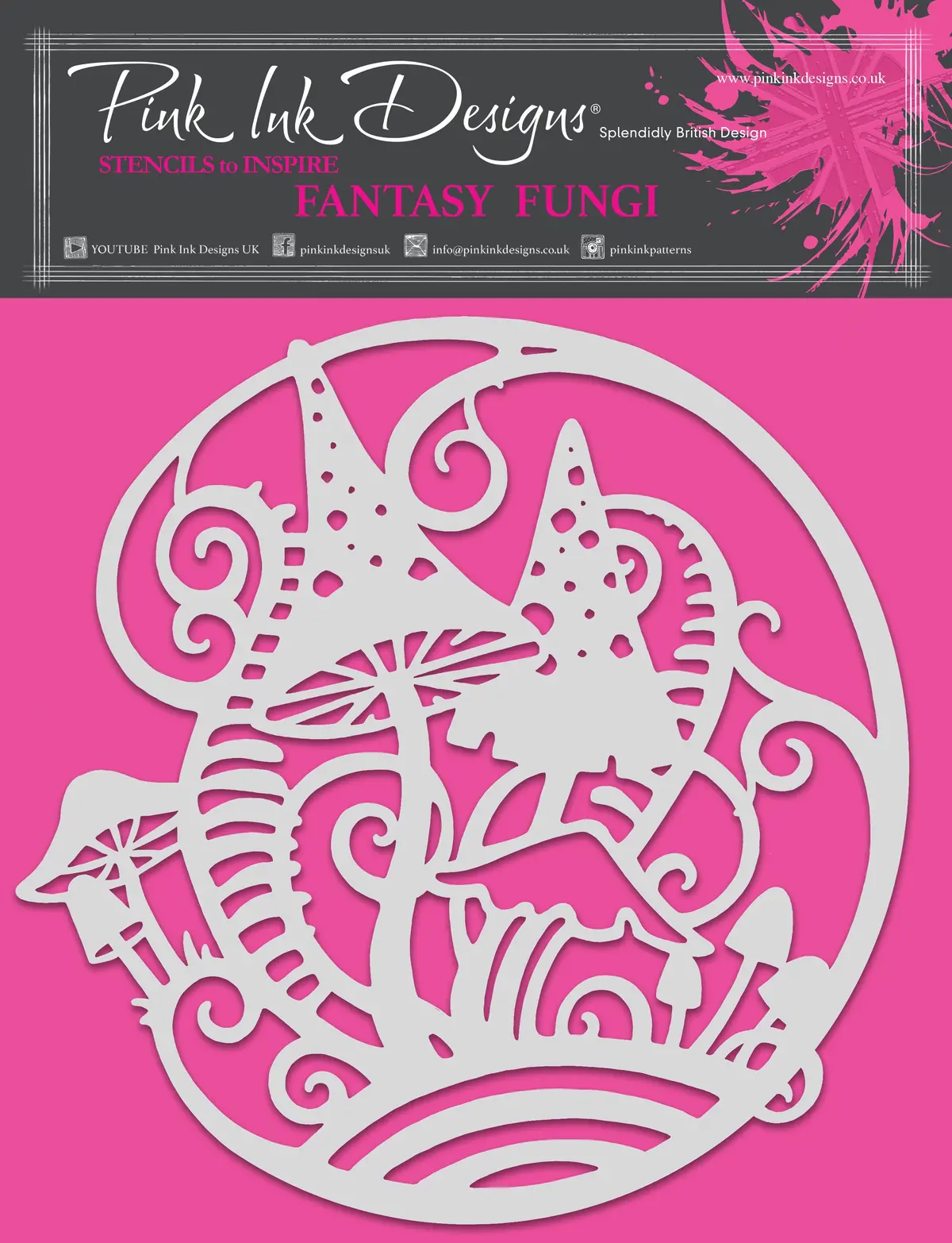 Pink Ink Designs Fantasy Fungi 8 In X 8 In Stencil 1
