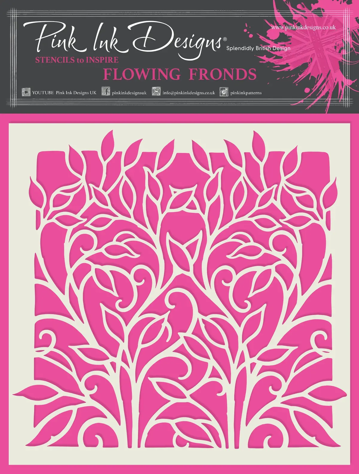 Pink Ink Designs Flowing Fronds 7 In X 7 In Stencil 1