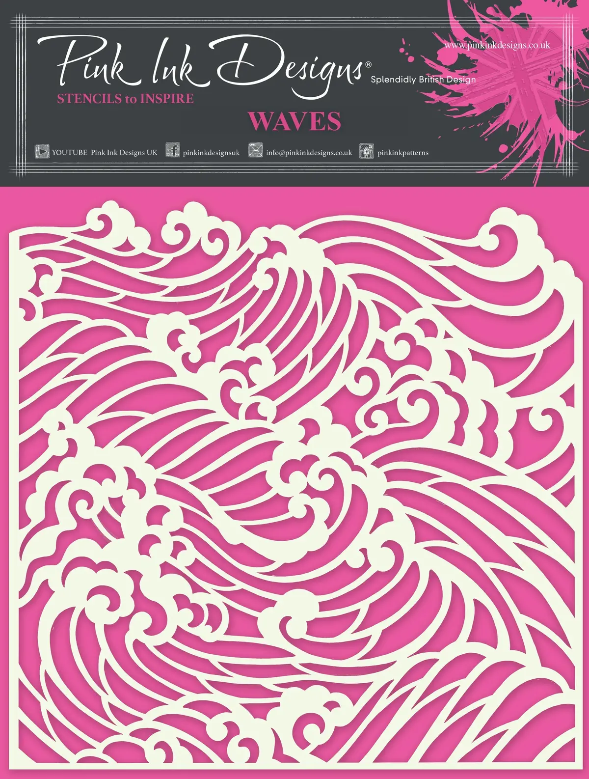 Pink Ink Designs Waves 7 In X 7 In Stencil 1