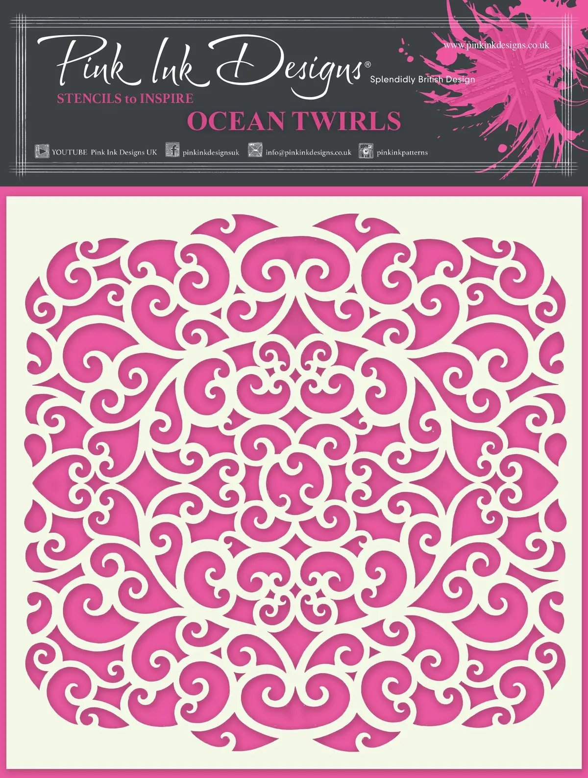 Pink Ink Designs Ocean Twirls 7 In X 7 In Stencil 1