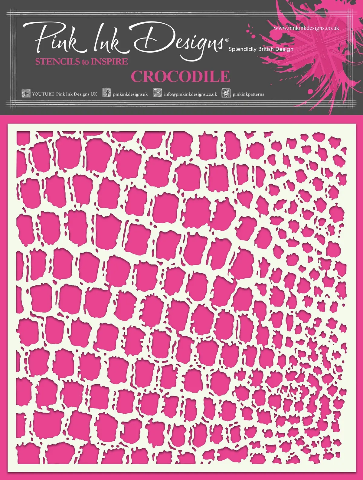 Pink Ink Designs Crocodile 7 In X 7 In Stencil 1