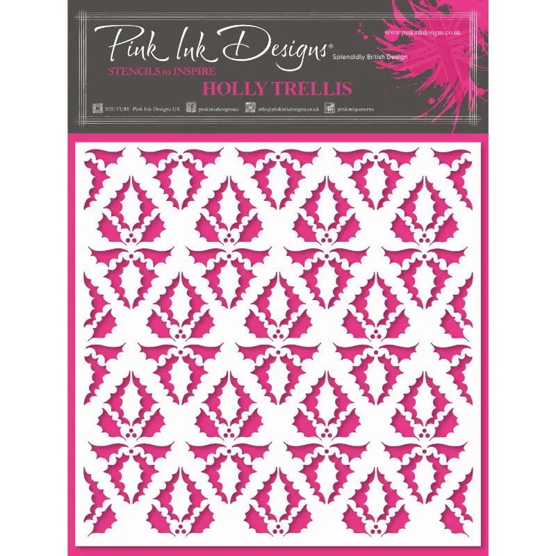 Pink Ink Designs Holly Trellis 7 In X 7 In Stencil 1
