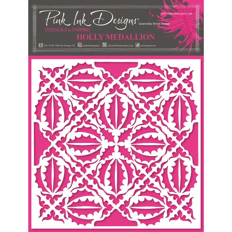 Pink Ink Designs Holly Medallion 7 In X 7 In Stencil 1