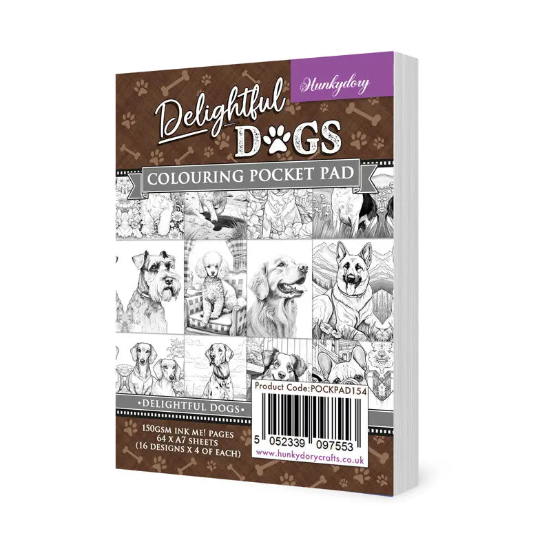 Colouring Pocket Pads - Delightful Dogs 1
