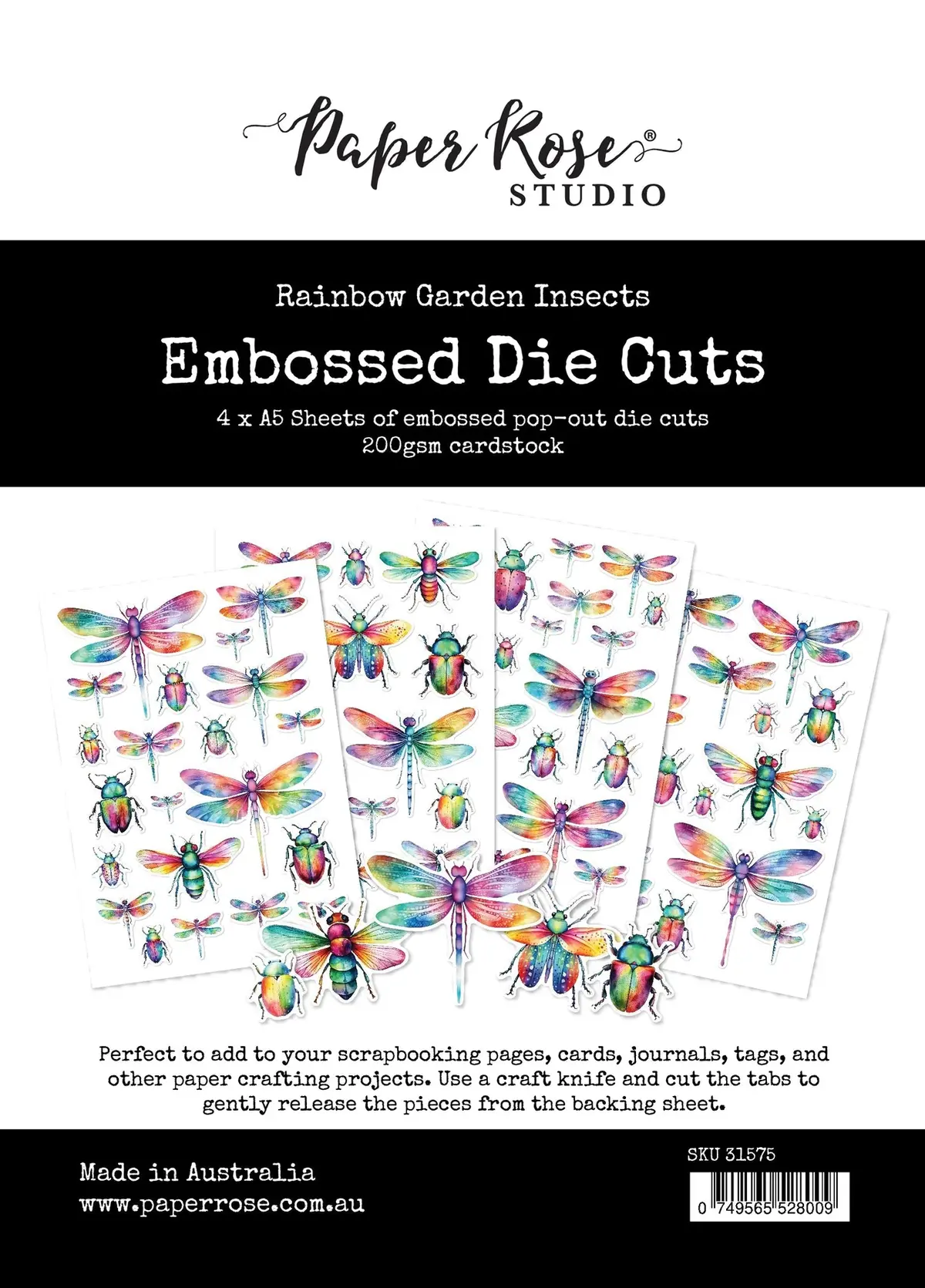 Rainbow Garden Insects Embossed Die Cuts 31575 1