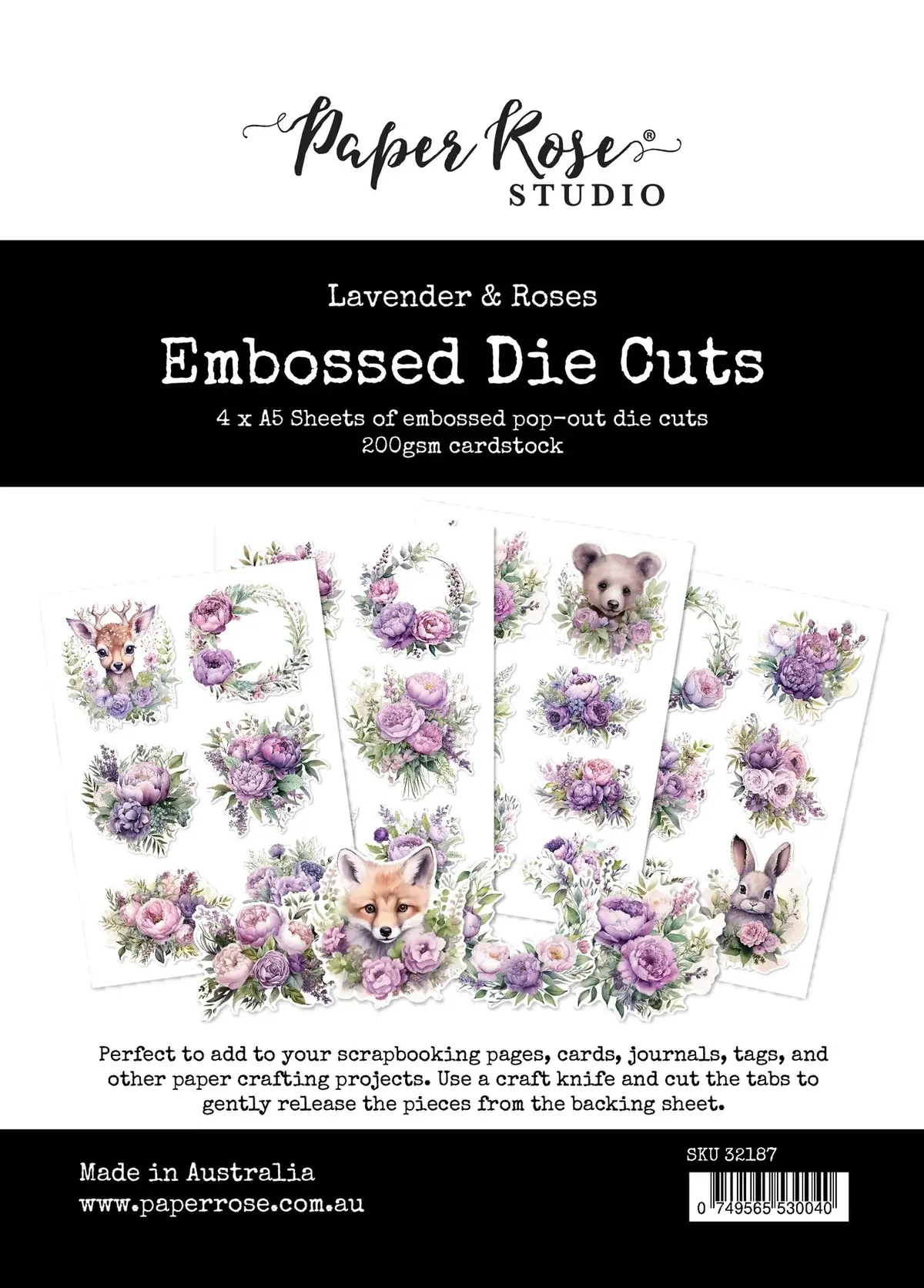 Lavender & Roses Embossed Die Cuts 32187 1