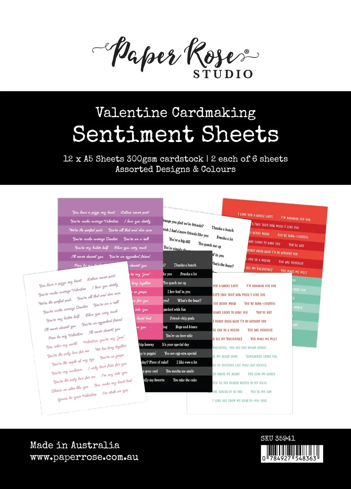 Valentine Cardmaking Sentiment Sheets 6X8" 12Pc 35941 1