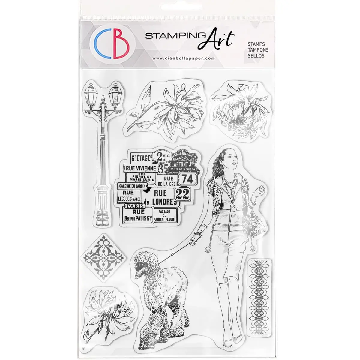 Ciao Bella Clear Stamp Set 6"X8" Walk In Paris 1