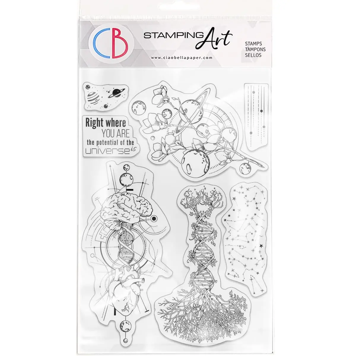 Ciao Bella Clear Stamp Set 6"X8" Universe Is Heart And Mind 1