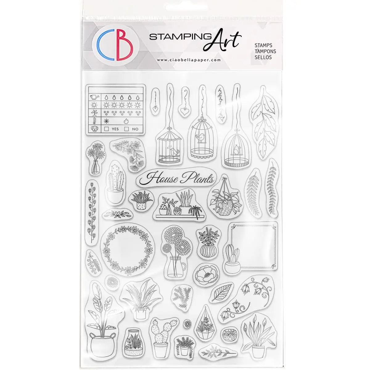 Ciao Bella Clear Stamp Set 6"X8" Bujo House Plants 1